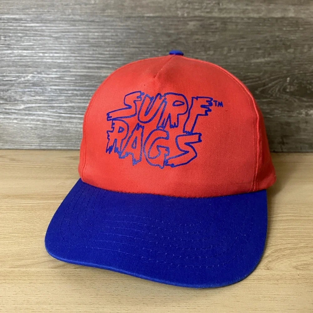 Surf Rags Hat Cap Snap Back Red Blue Graphic Adjustable Mens Skater Streetwear‎